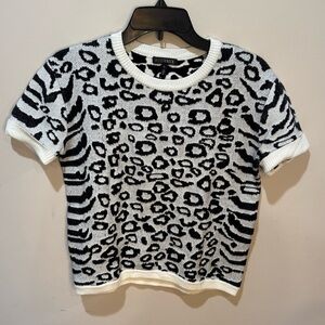 Black‎ & White Leopard Print Intermix Sweater Sz Small
